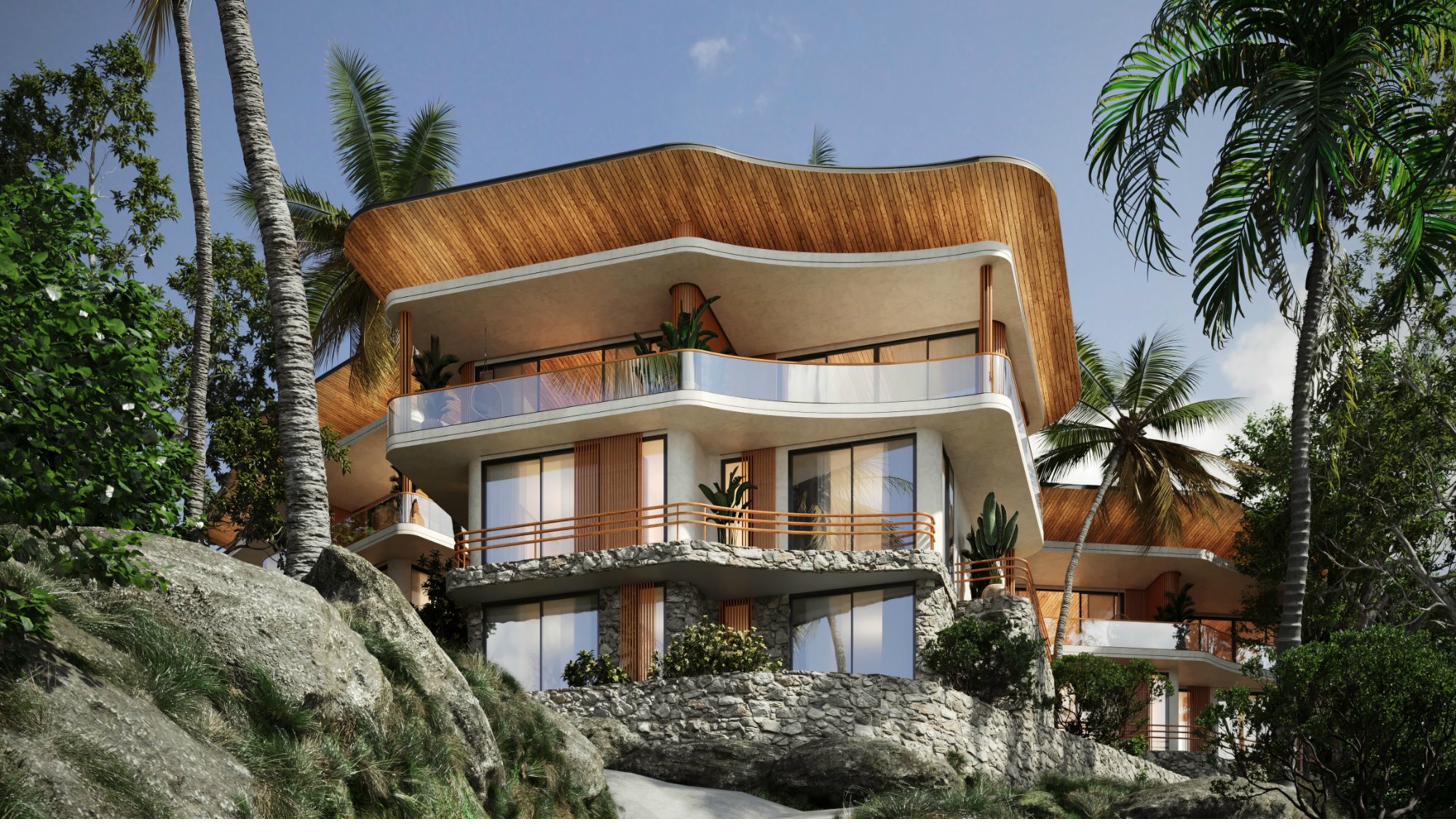 Gaia Residence en construction sur son terrain en colline à Chaloklum