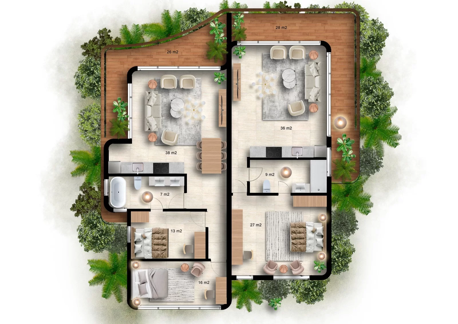 1 & 2 Bedroom floor plan
