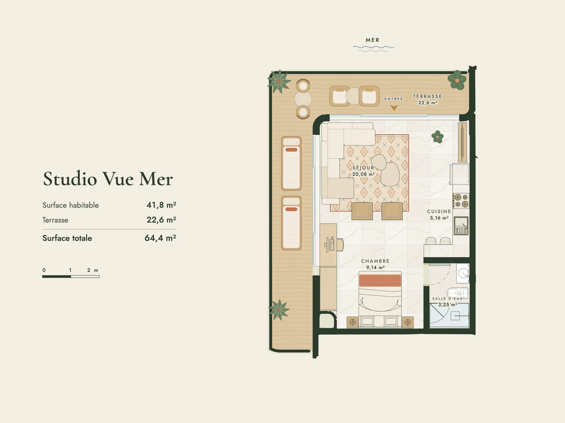 Plan du Studio Vue Mer